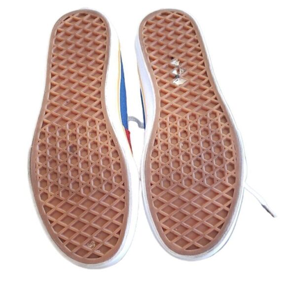 Vans Unisex Kids Hi Top 721356 Sneakers Size 5.5 Blue Red Gold Leather Suede - Picture 5 of 6